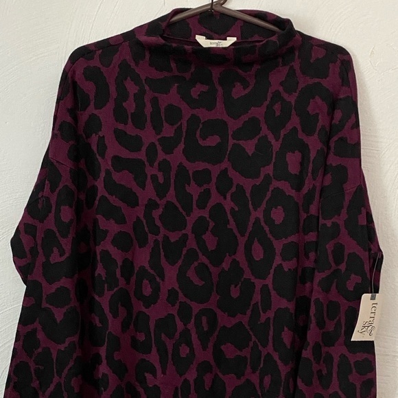 Time And Tru Dress Women’s  1X 16W-18W Mock Neck Jacquard Long Sleeve New - Picture 2 of 9